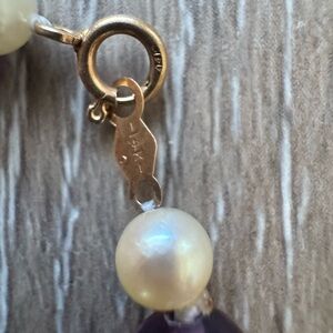 Pearl and amethyst bracelet with 14k clasp